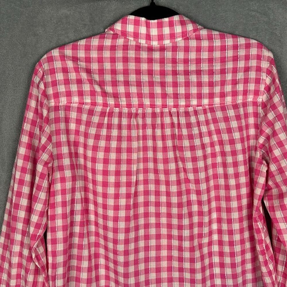 Anthropologie Pilcro Top Womens Small Pink Blue Plaid Ombre Relaxed Button Up - Picture 5 of 13